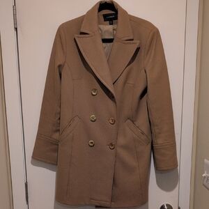 Express Tan Double-Breasted Coat